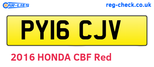 PY16CJV are the vehicle registration plates.