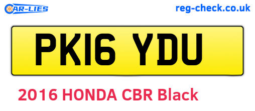 PK16YDU are the vehicle registration plates.
