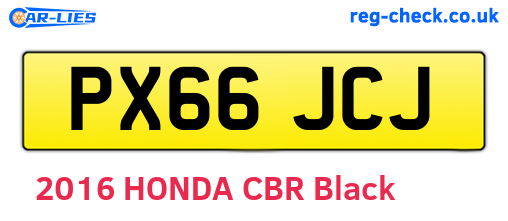 PX66JCJ are the vehicle registration plates.
