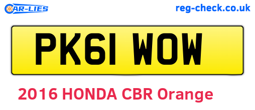 PK61WOW are the vehicle registration plates.
