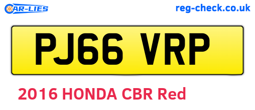 PJ66VRP are the vehicle registration plates.