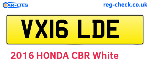 VX16LDE are the vehicle registration plates.