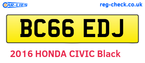 BC66EDJ are the vehicle registration plates.