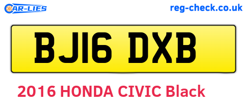BJ16DXB are the vehicle registration plates.