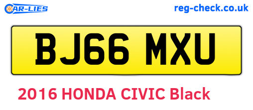 BJ66MXU are the vehicle registration plates.