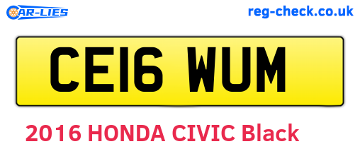CE16WUM are the vehicle registration plates.
