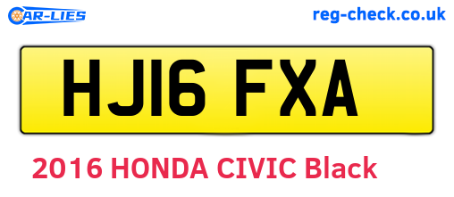 HJ16FXA are the vehicle registration plates.
