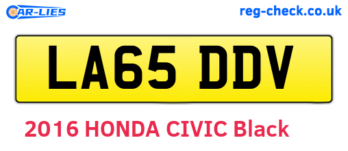 LA65DDV are the vehicle registration plates.