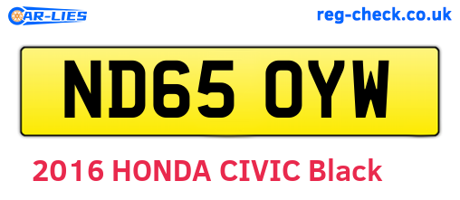 ND65OYW are the vehicle registration plates.