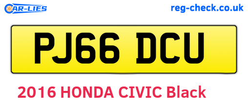 PJ66DCU are the vehicle registration plates.