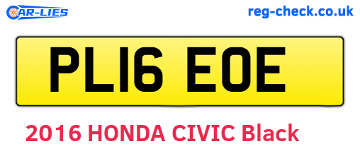 PL16EOE are the vehicle registration plates.