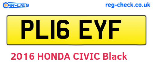 PL16EYF are the vehicle registration plates.