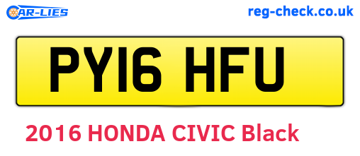 PY16HFU are the vehicle registration plates.