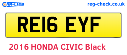 RE16EYF are the vehicle registration plates.