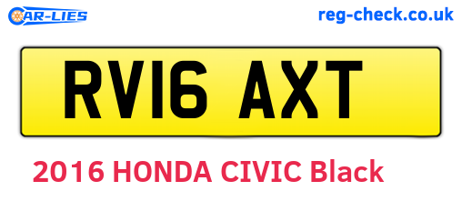 RV16AXT are the vehicle registration plates.