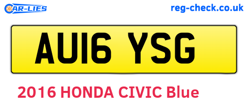 AU16YSG are the vehicle registration plates.