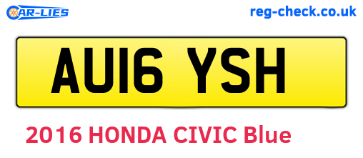 AU16YSH are the vehicle registration plates.