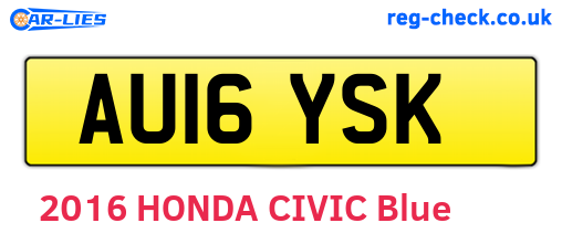 AU16YSK are the vehicle registration plates.