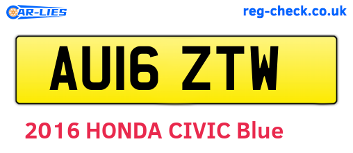 AU16ZTW are the vehicle registration plates.