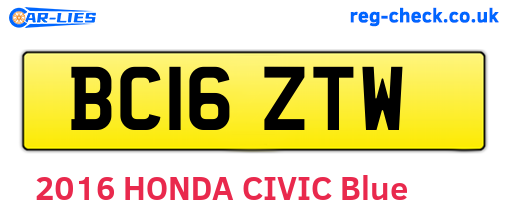 BC16ZTW are the vehicle registration plates.