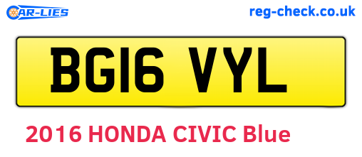 BG16VYL are the vehicle registration plates.