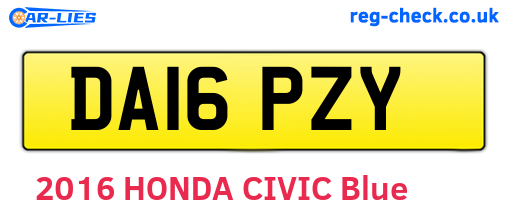 DA16PZY are the vehicle registration plates.
