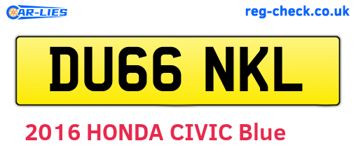 DU66NKL are the vehicle registration plates.
