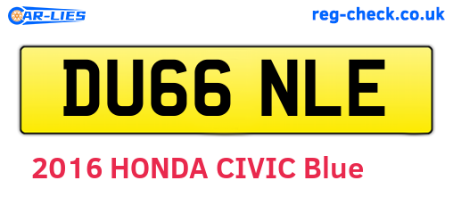 DU66NLE are the vehicle registration plates.
