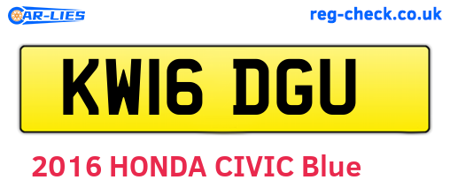 KW16DGU are the vehicle registration plates.