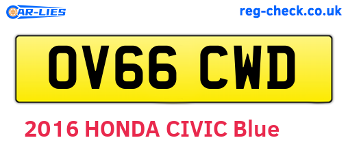 OV66CWD are the vehicle registration plates.