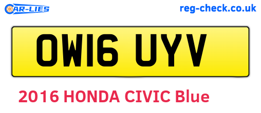 OW16UYV are the vehicle registration plates.