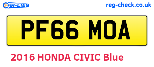 PF66MOA are the vehicle registration plates.