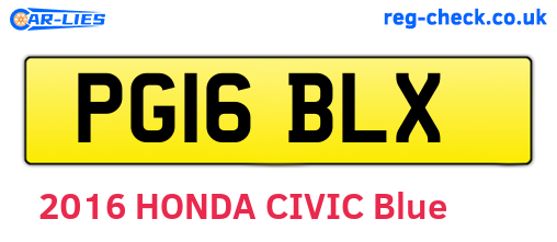 PG16BLX are the vehicle registration plates.