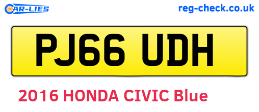 PJ66UDH are the vehicle registration plates.