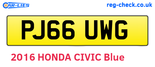 PJ66UWG are the vehicle registration plates.