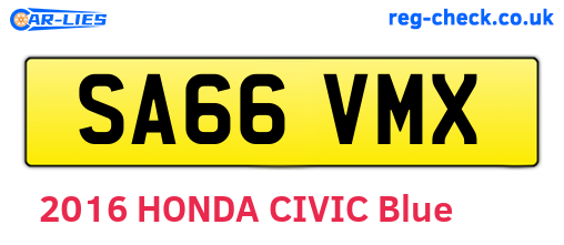 SA66VMX are the vehicle registration plates.
