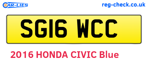SG16WCC are the vehicle registration plates.