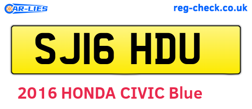 SJ16HDU are the vehicle registration plates.