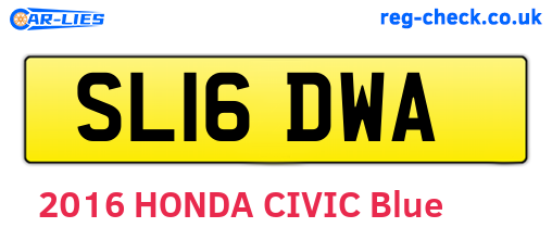 SL16DWA are the vehicle registration plates.