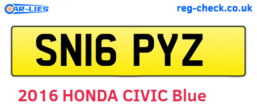 SN16PYZ are the vehicle registration plates.