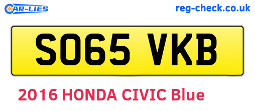 SO65VKB are the vehicle registration plates.