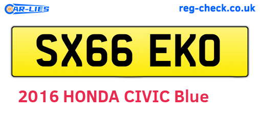 SX66EKO are the vehicle registration plates.