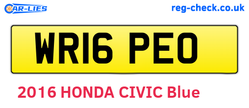 WR16PEO are the vehicle registration plates.