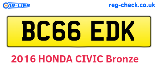 BC66EDK are the vehicle registration plates.