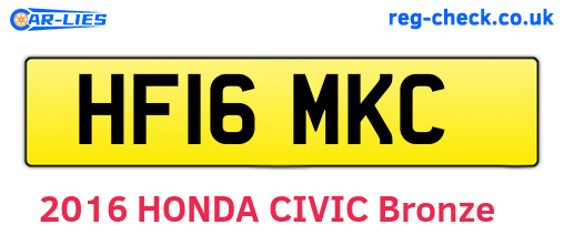HF16MKC are the vehicle registration plates.