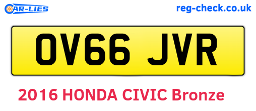 OV66JVR are the vehicle registration plates.