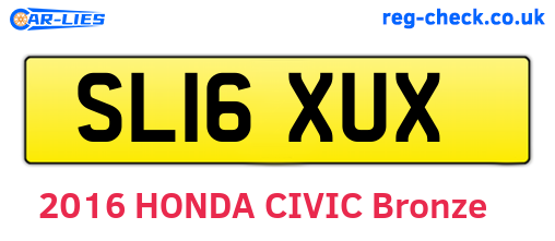 SL16XUX are the vehicle registration plates.