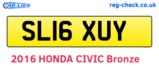 SL16XUY are the vehicle registration plates.