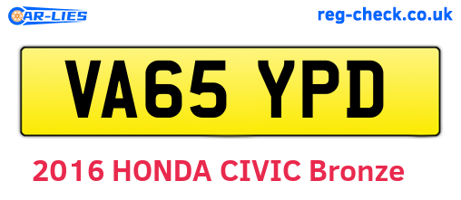 VA65YPD are the vehicle registration plates.
