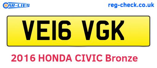 VE16VGK are the vehicle registration plates.